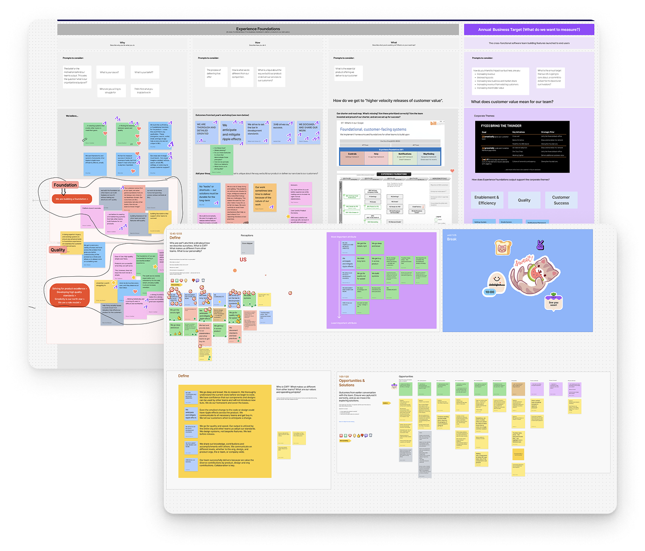 Screenshots of two interactive figjam workshops