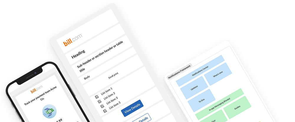 Various mockups and diagrams from the notifications projects